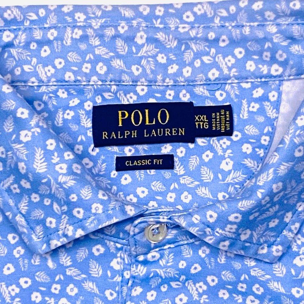 Ralph Lauren Light Blue Floral-Print Polo Shirt - Picture 4 of 8